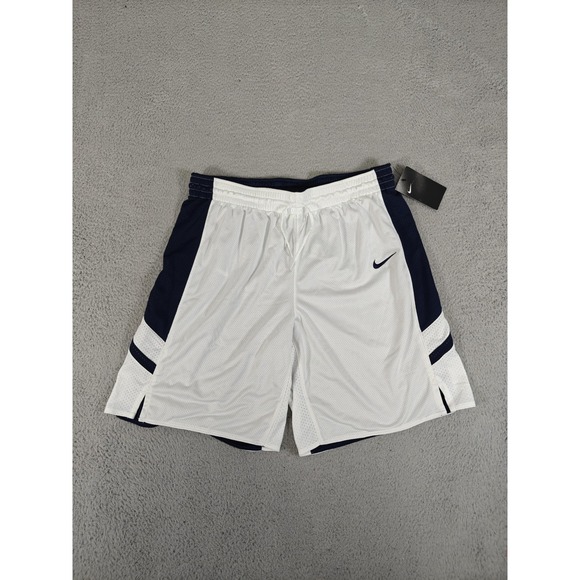 Nike Basketball Shorts Mens XL White Navy Mesh Athletic Swoosh AA0083-107 - Picture 1 of 10